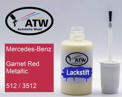 Mercedes-Benz, Garnet Red Metallic, 512 / 3512: 20ml Lackstift, von ATW Autoteile West.